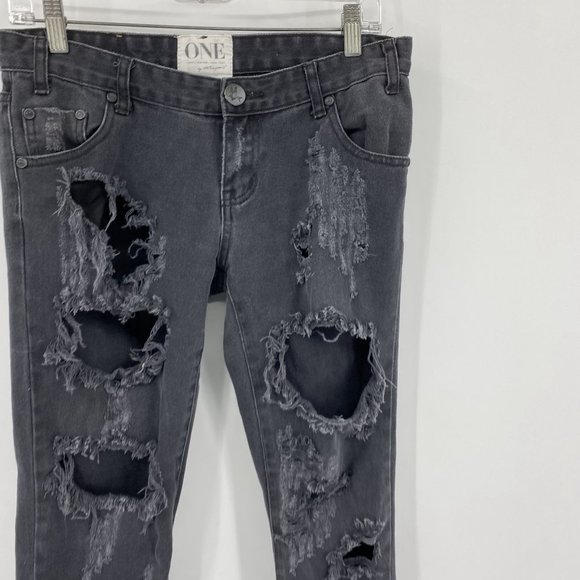 One Teaspoon Black Distressed Jeans - Picture 2 of 12